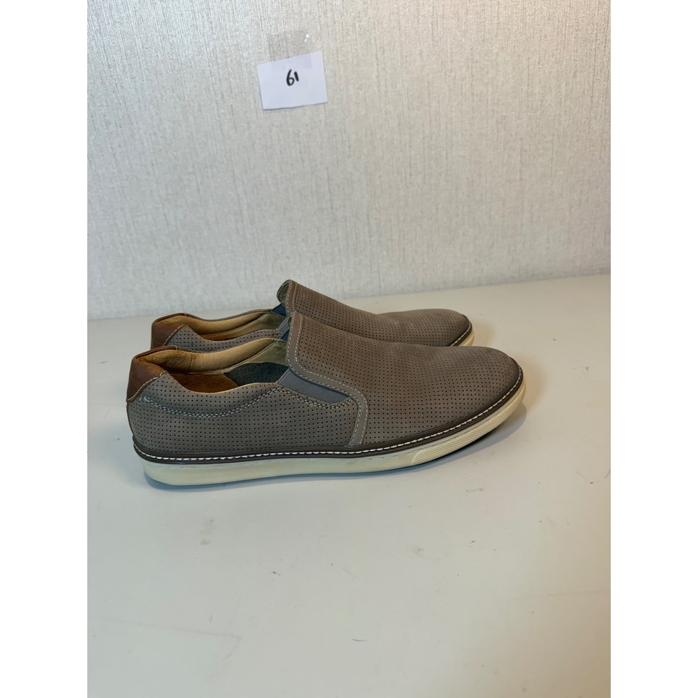Johnston & Murphy Mens McGuffey Perforated Gray Slip On Shoes 25-0619 Size 10M